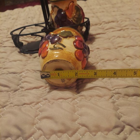 International Tuscany Pamela Gladding Salt and Pepper Shakers with metal Stand - Picture 6 of 12